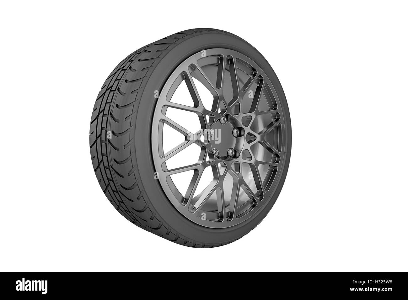Car wheel. Isolated on white background - 3D render Stock Photo - Alamy
