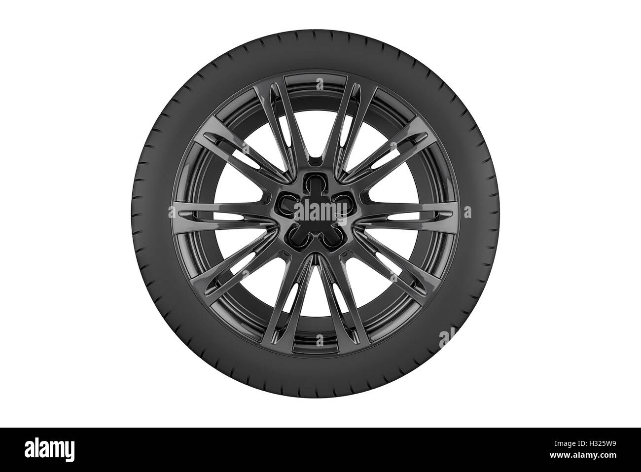 Car wheel. Isolated on white background - 3D render Stock Photo - Alamy