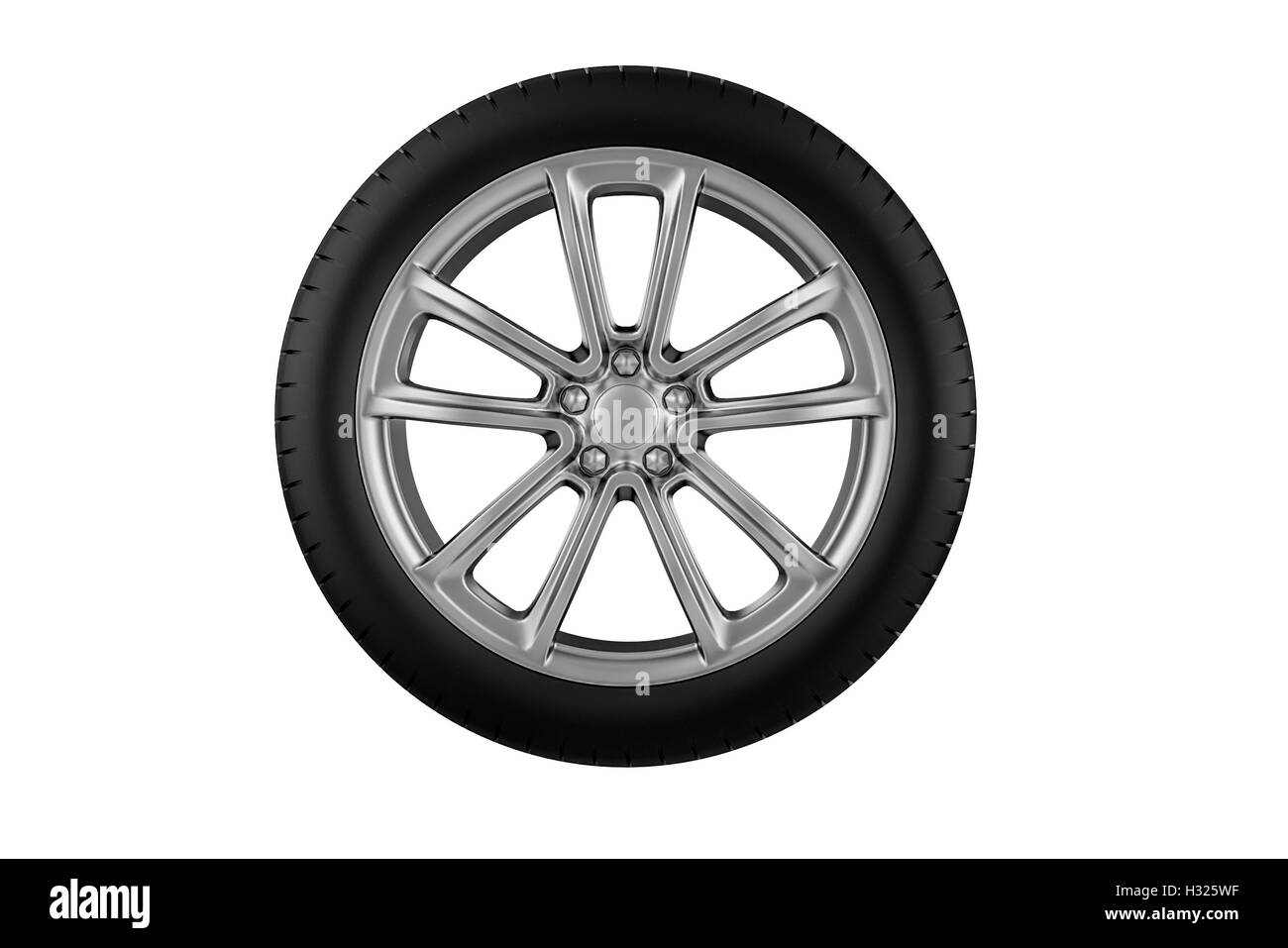 Car wheel. Isolated on white background - 3D render Stock Photo - Alamy