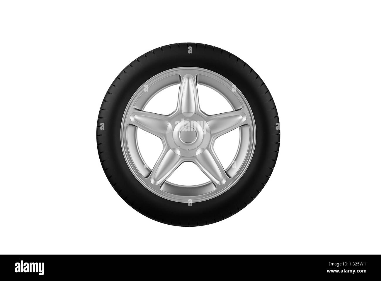 Car wheel. Isolated on white background - 3D render Stock Photo - Alamy
