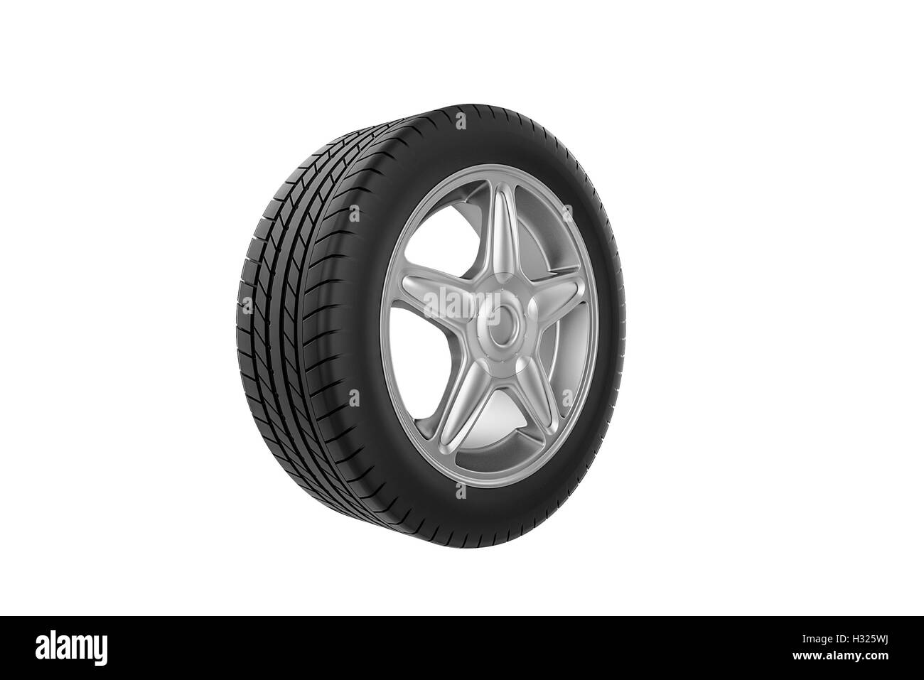Car wheel. Isolated on white background - 3D render Stock Photo - Alamy