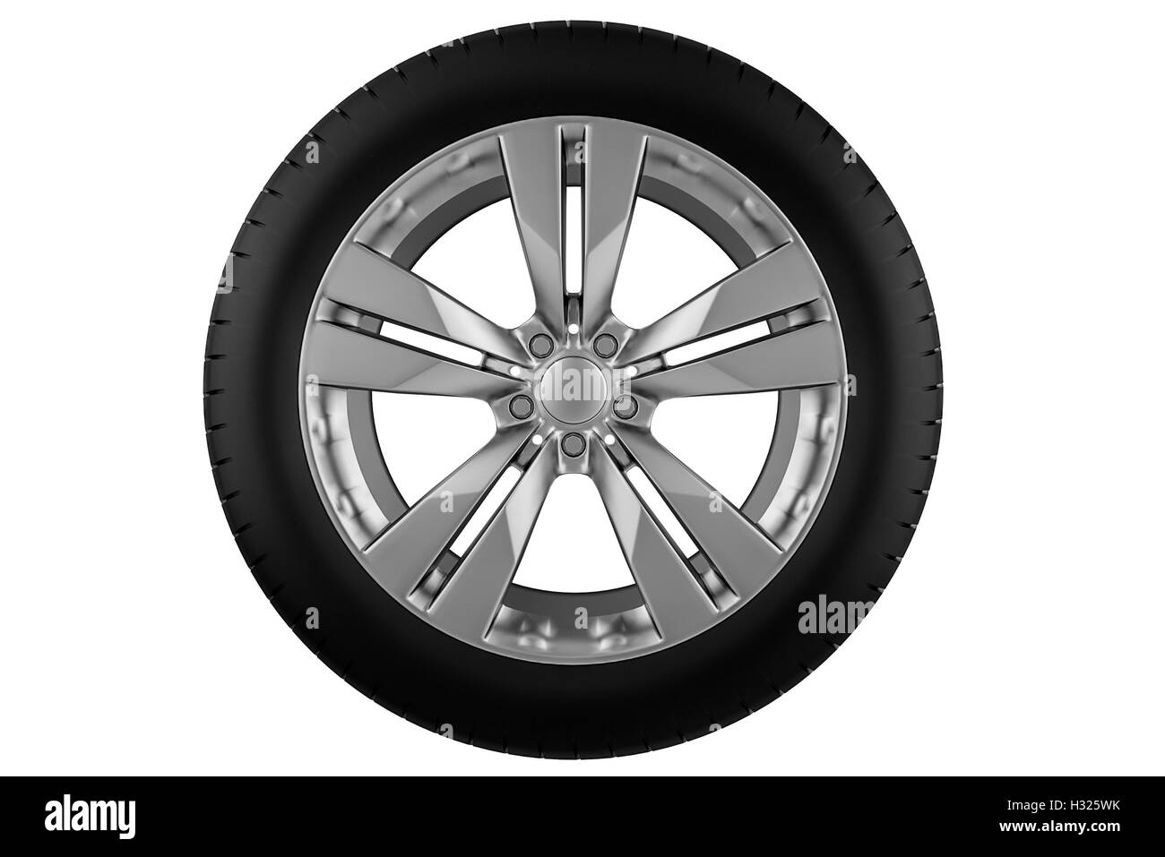 Car wheel. Isolated on white background - 3D render Stock Photo - Alamy