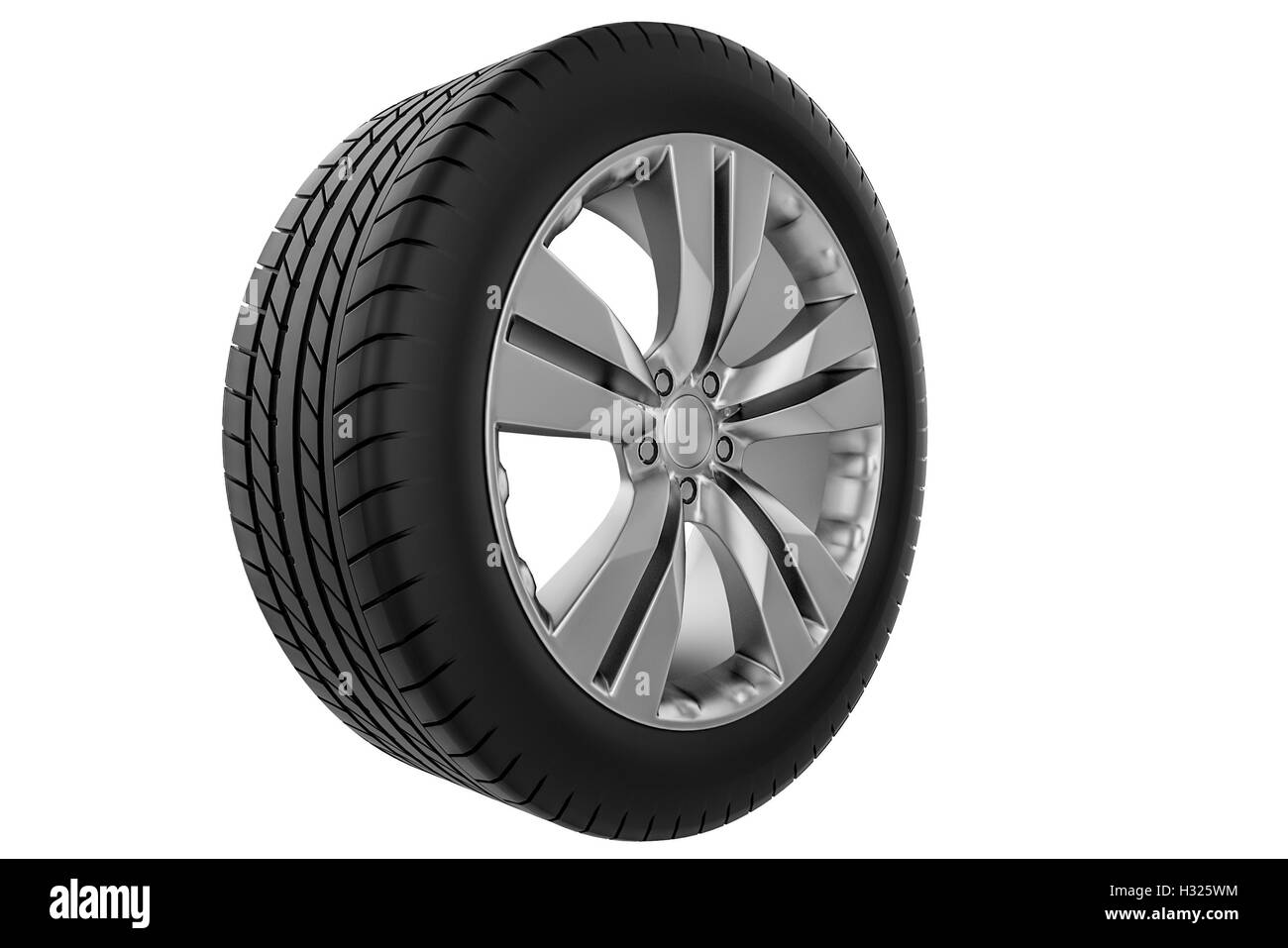 Car wheel. Isolated on white background - 3D render Stock Photo - Alamy