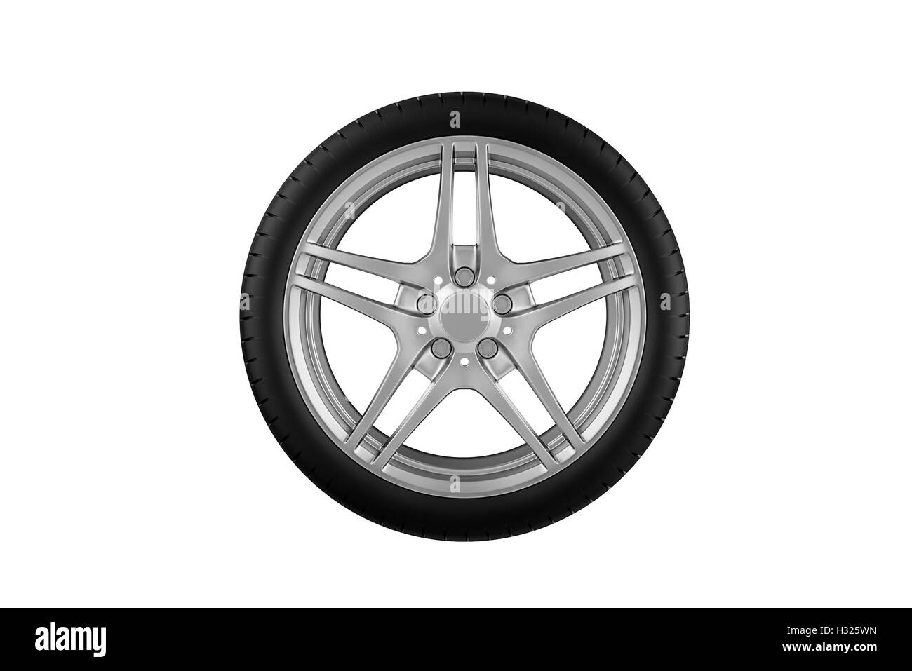 Car wheel. Isolated on white background - 3D render Stock Photo - Alamy