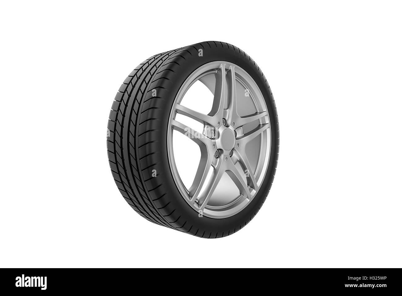 Car wheel. Isolated on white background - 3D render Stock Photo - Alamy