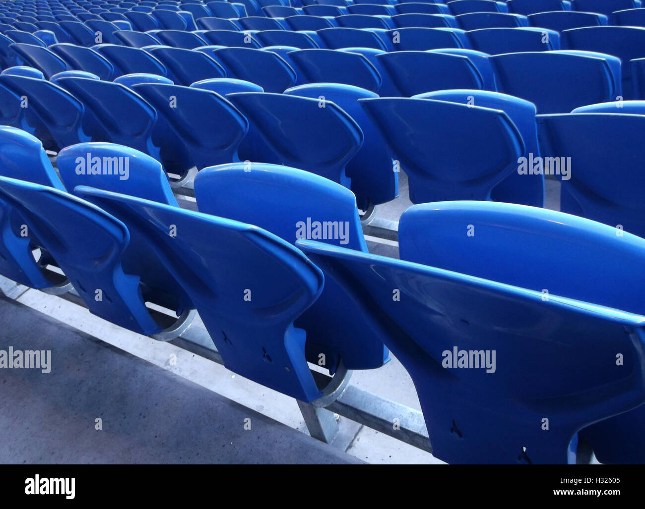 Empty Seats at the Cardiff city stadium before the start of a football match Stock Photo