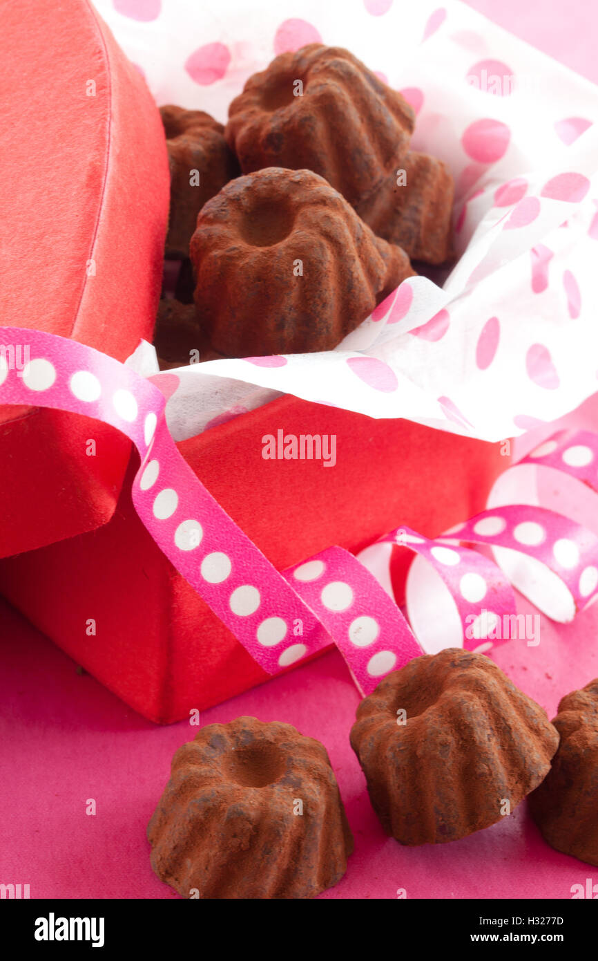 Little chocolates in red box Stock Photo - Alamy