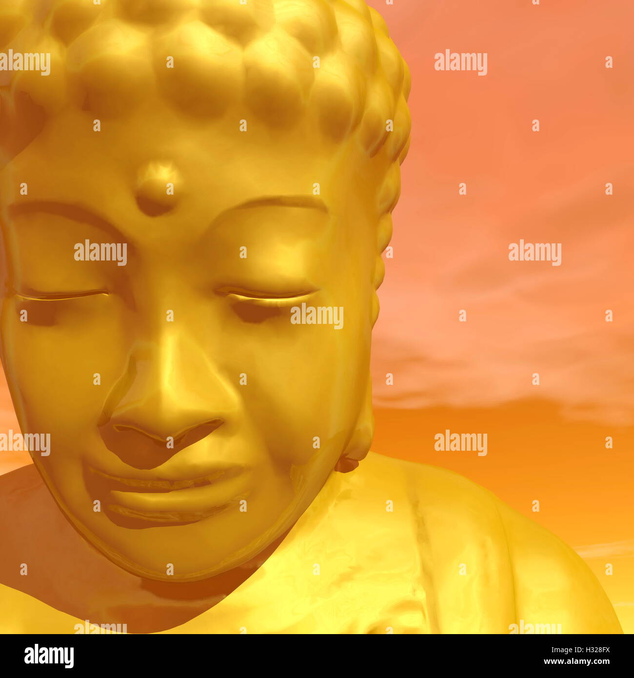 Golden buddha - 3D render Stock Photo