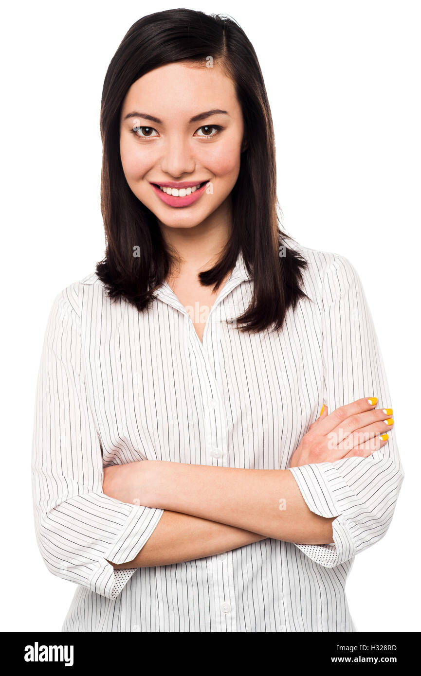 Confident smiling young woman posing Stock Photo - Alamy