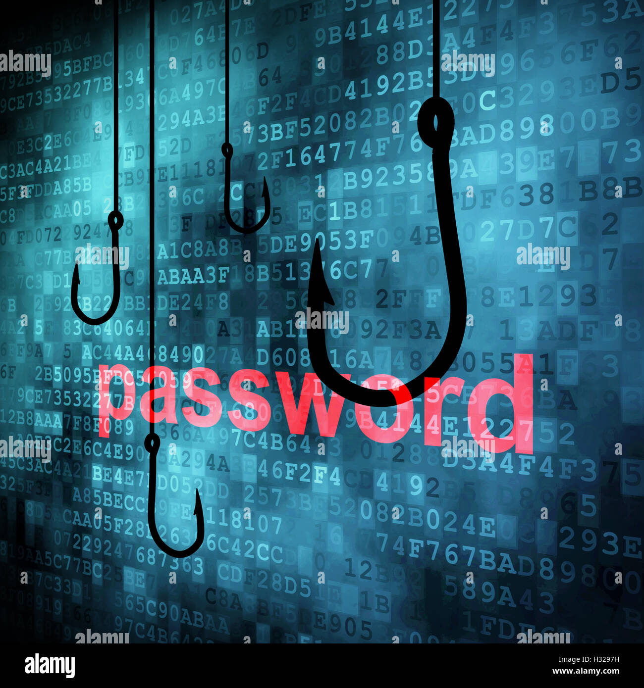 The word password hooked by fishing hook Stock Photo Alamy