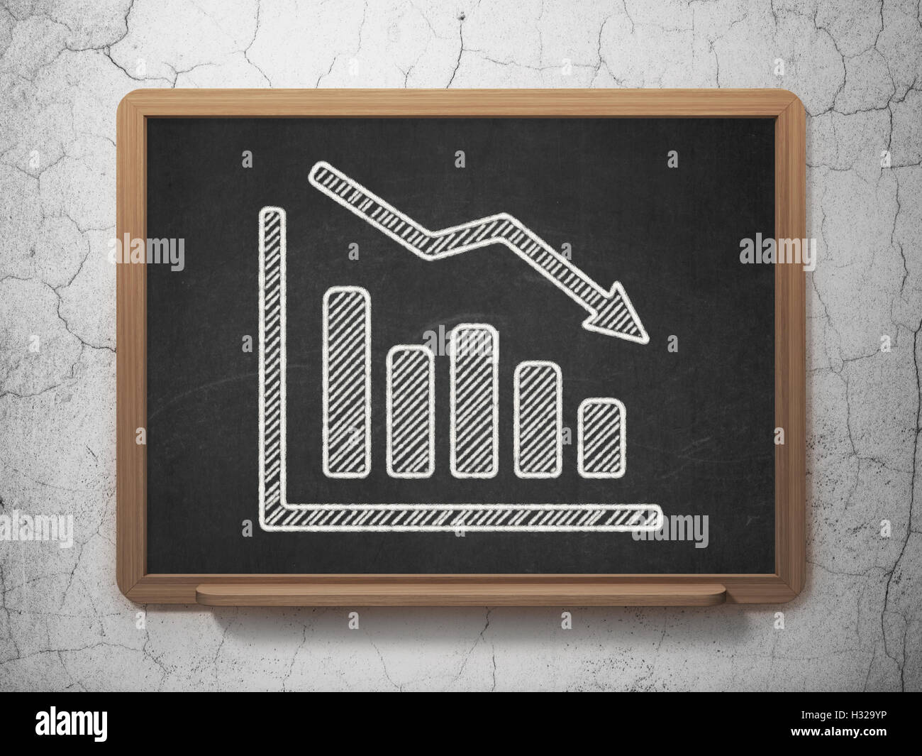 Advertising concept Decline Graph on chalkboard background Stock Photo