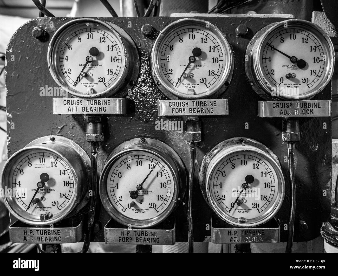 Pressure Valves on HMS Belfast Stock Photo