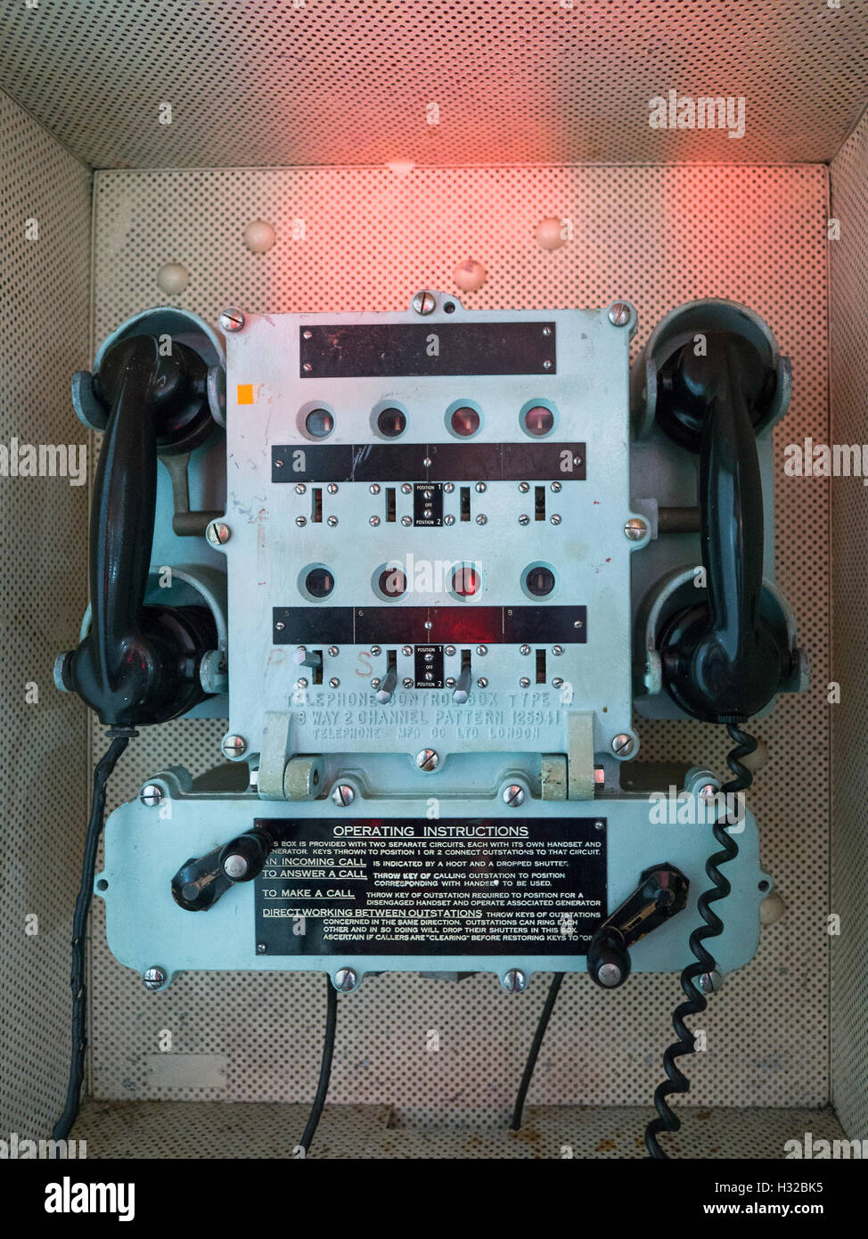 Telephone Control Box on HMS Belfast Stock Photo