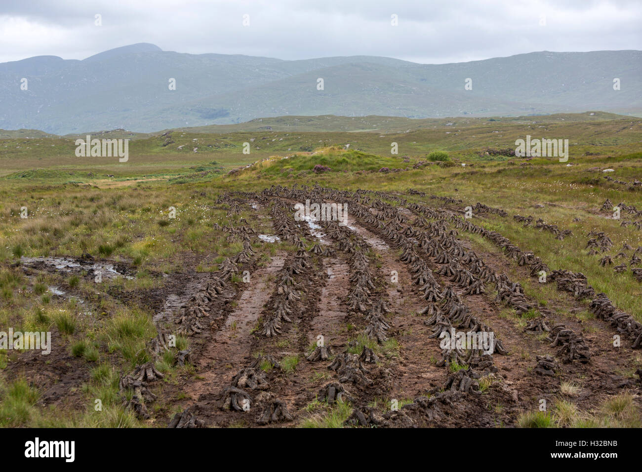 Turf banks, in Donegal County, Ireland Stock Photo Alamy