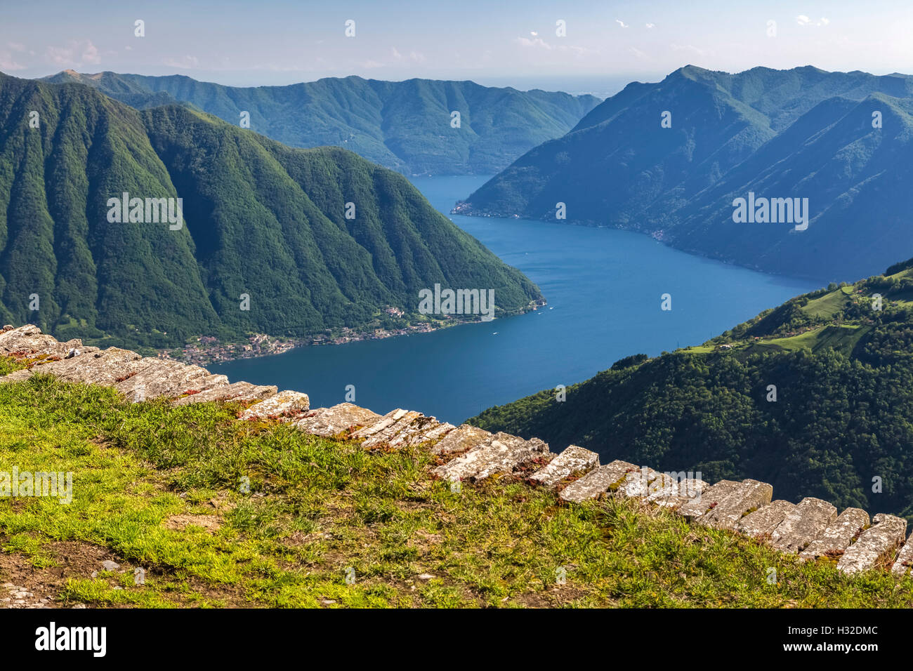 View of Como Lake from Linea Cadorna, Monte Tremezzo, Lombardy, Italy. Stock Photo