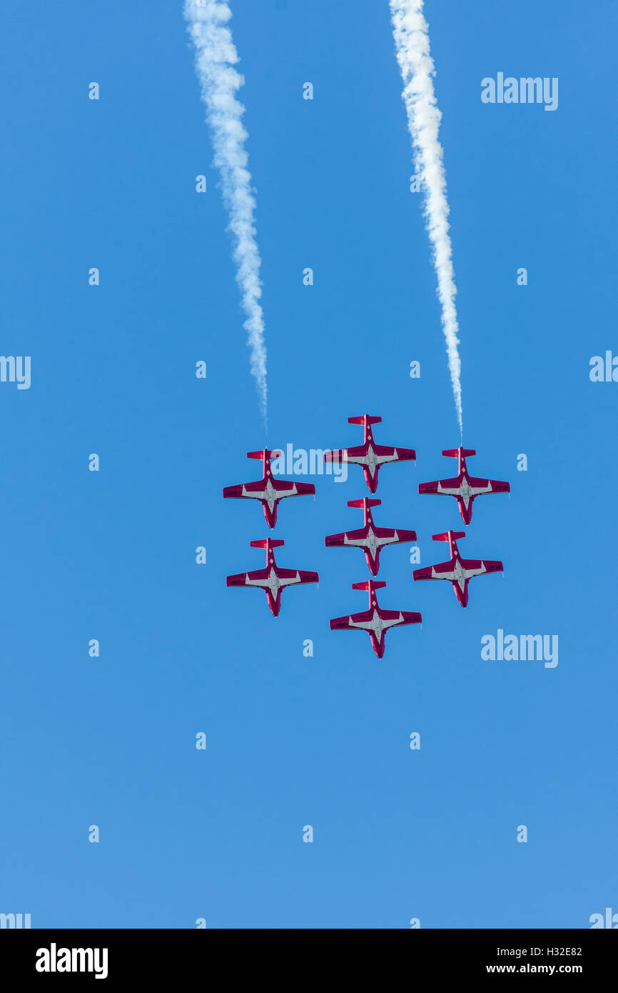 Canada SnowBirds 6 jets flying in formation Stock Photo