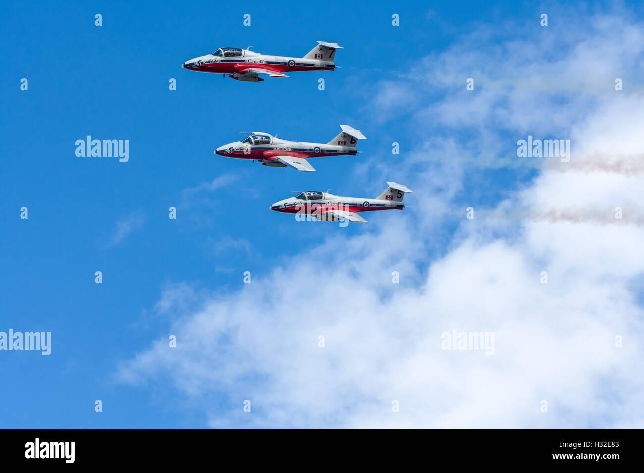 Canada SnowBirds 3 jets flying in formation Stock Photo