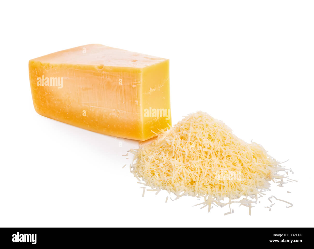 single tasty fresh yellow big segment piece of parm and grated cheese