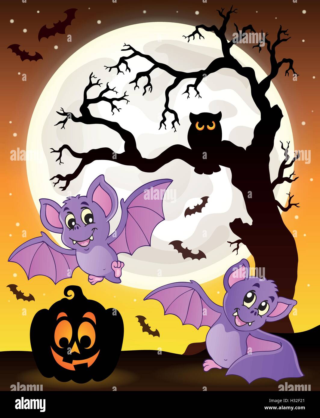 Halloween theme with bats 1 - eps10 vector illustration Stock Vector ...