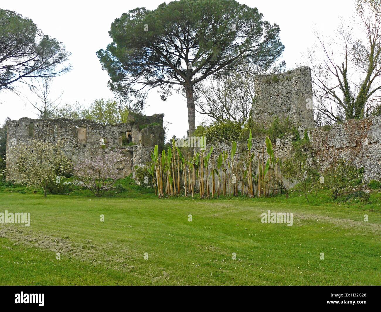 The Garden of Ninfa is a natural monument of the Italian Republic located in Cisterna di Latina, near Sermoneta and Norma. This Stock Photo