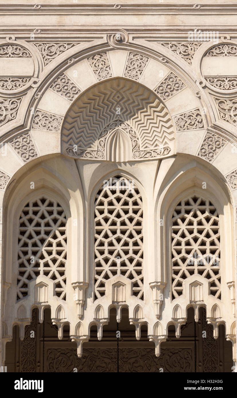 detail of facade, Abu al-Abbas (or Abu'l-Abbas) al-Mursi Mosque, Alexandria, Egypt Stock Photo