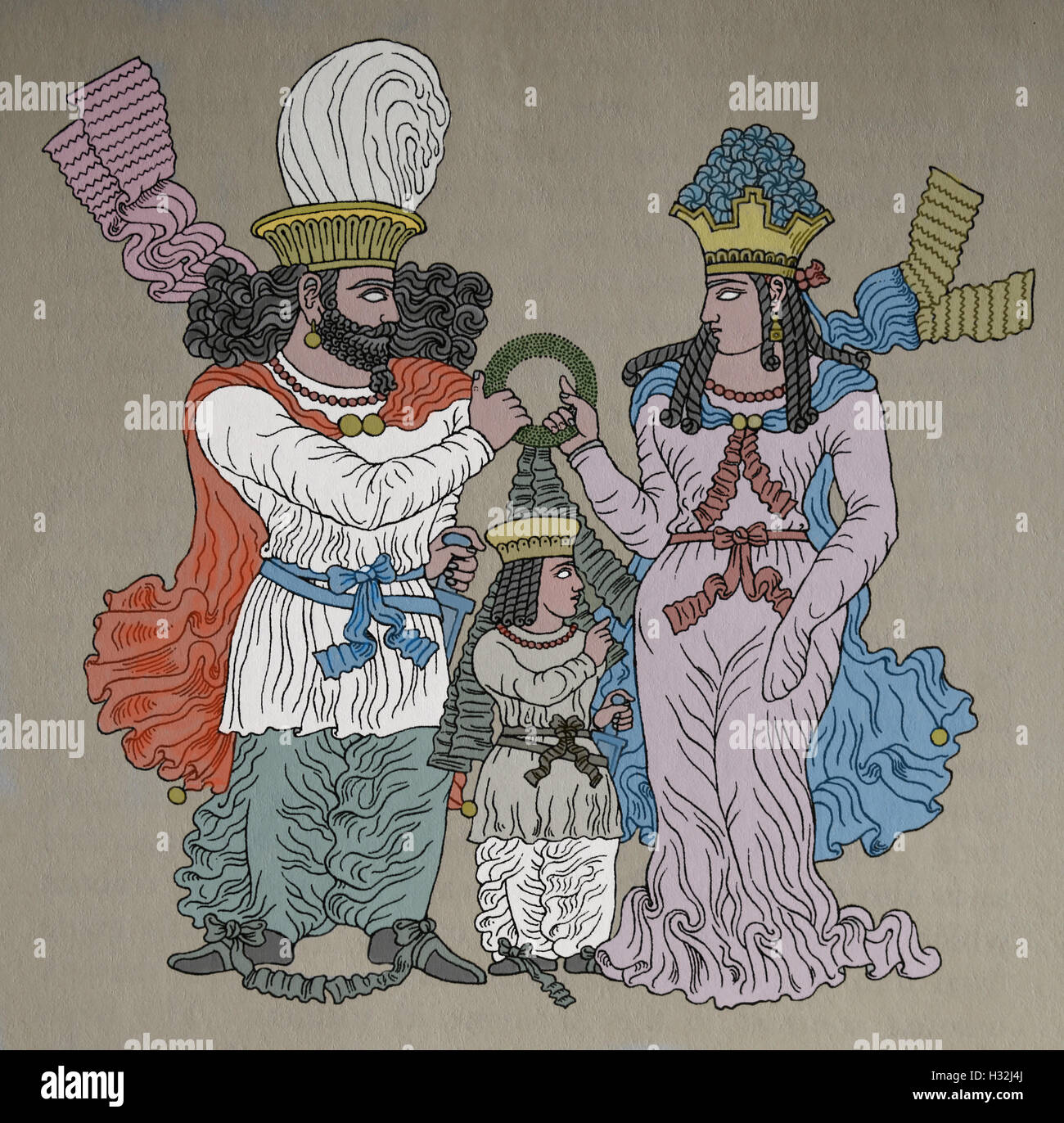 Ancient Persia. Sassanid period. Goddess Anahita investing a King Narse