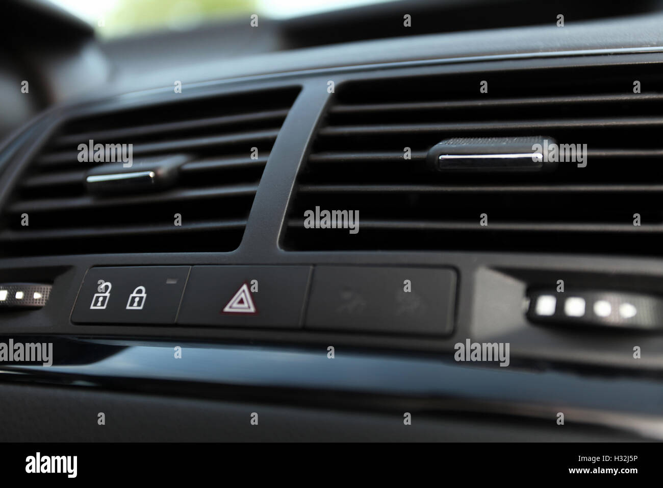 Details of Car emergency button and air conditioning Stock Photo Alamy