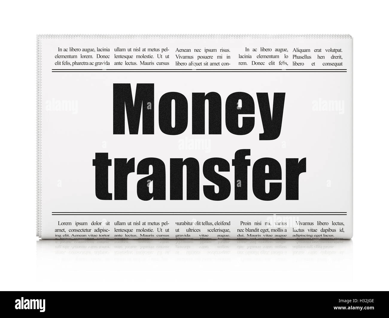 Business concept newspaper headline Money Transfer Stock Photo Alamy
