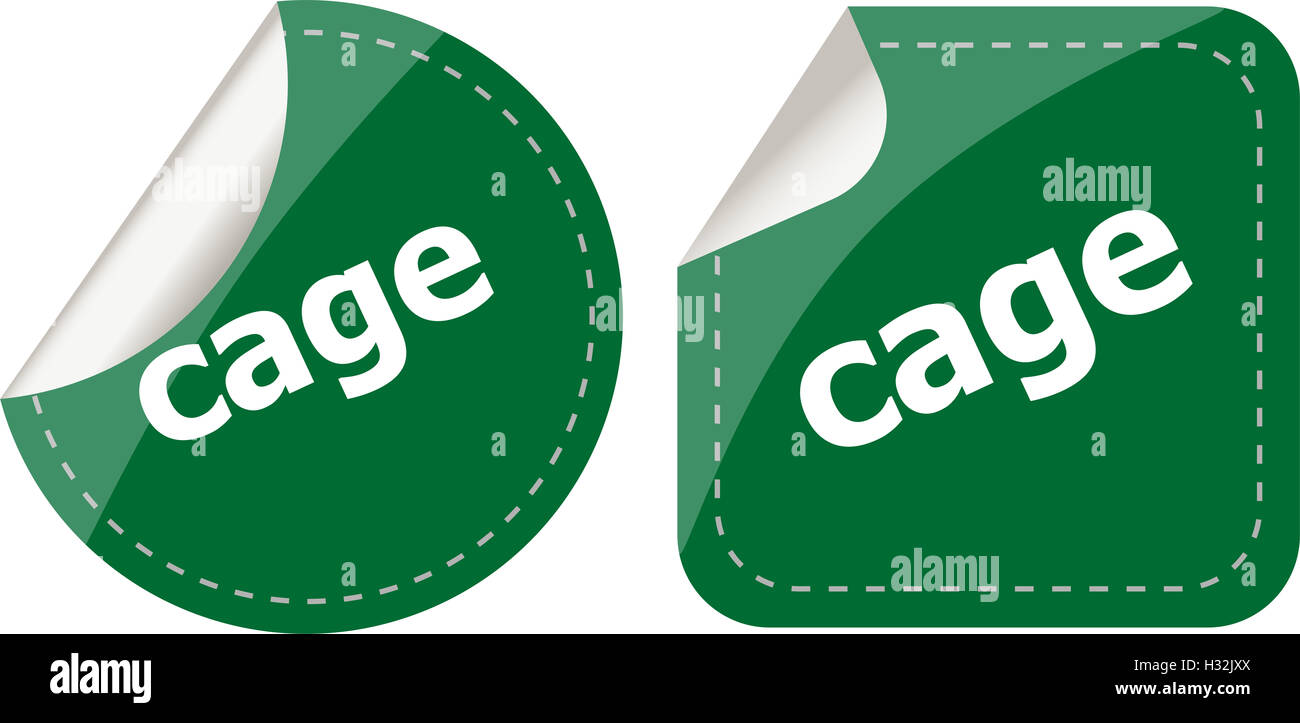cage word stickers set, web icon button Stock Photo - Alamy