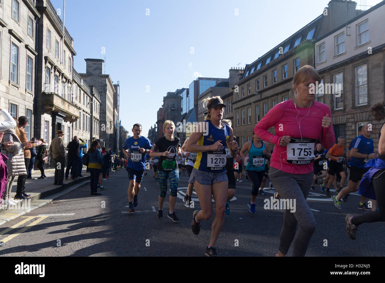 Runners on 10k and half Marathon during Great Scottish run in Glasgow