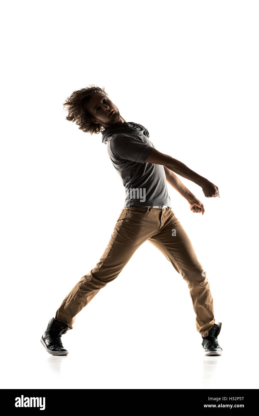 Hip Hop Dancer performing isolated on a white background Stock Photo ...