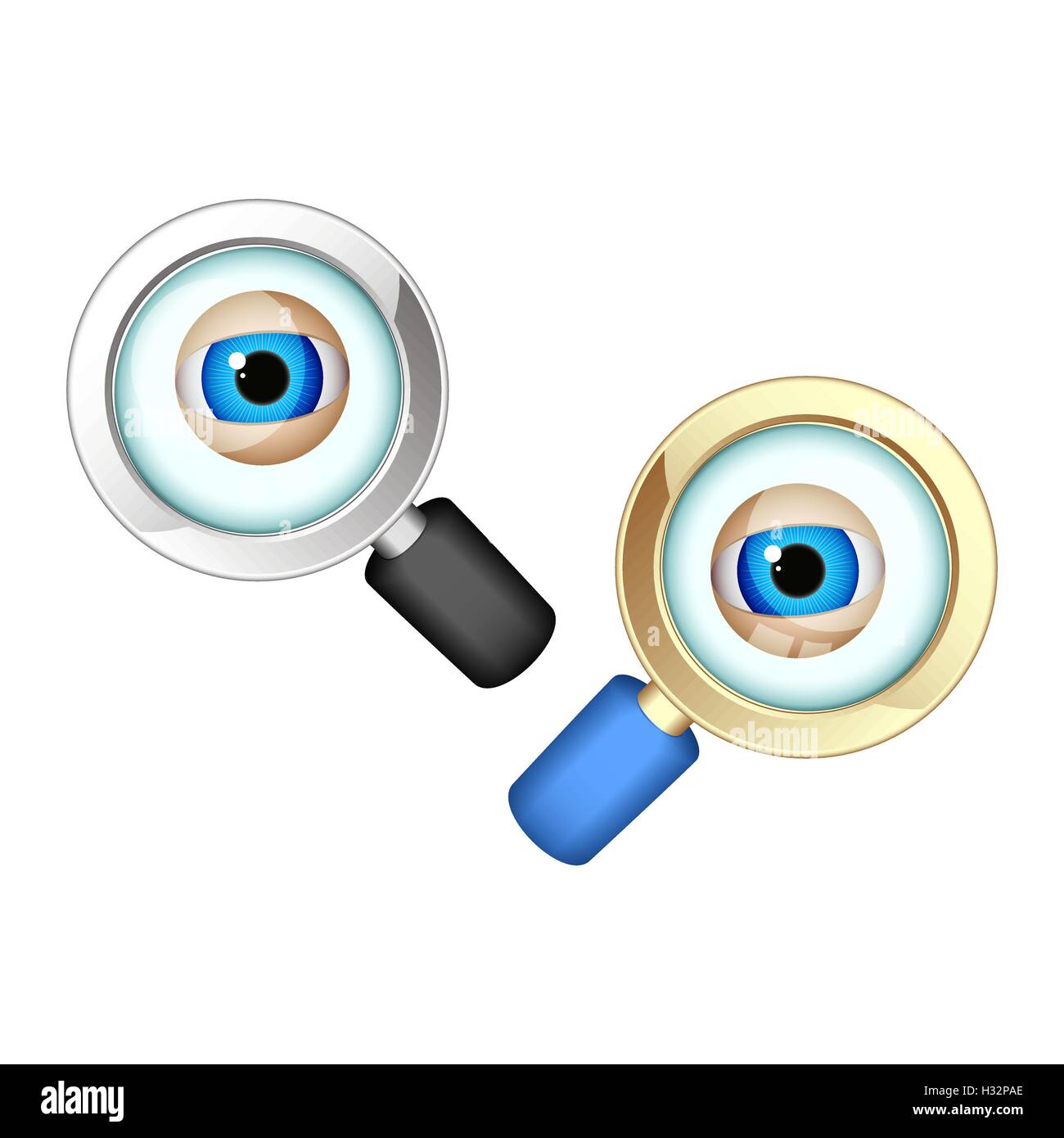 Eyes in magnifying glasses Stock Vector