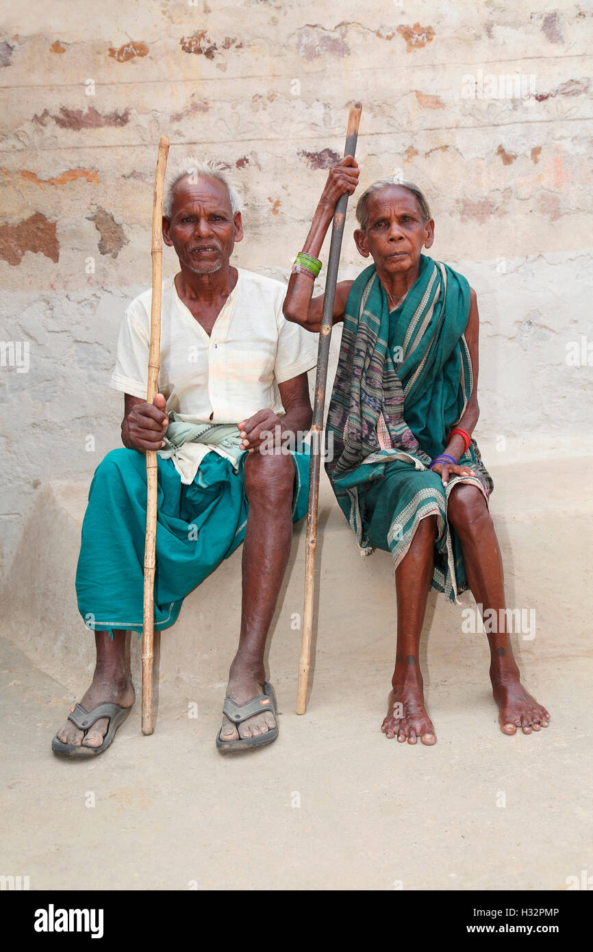 Old Couple Sitting Sawar Tribe Khairmal Village Saraipali Tahsil Mahasamund District 
