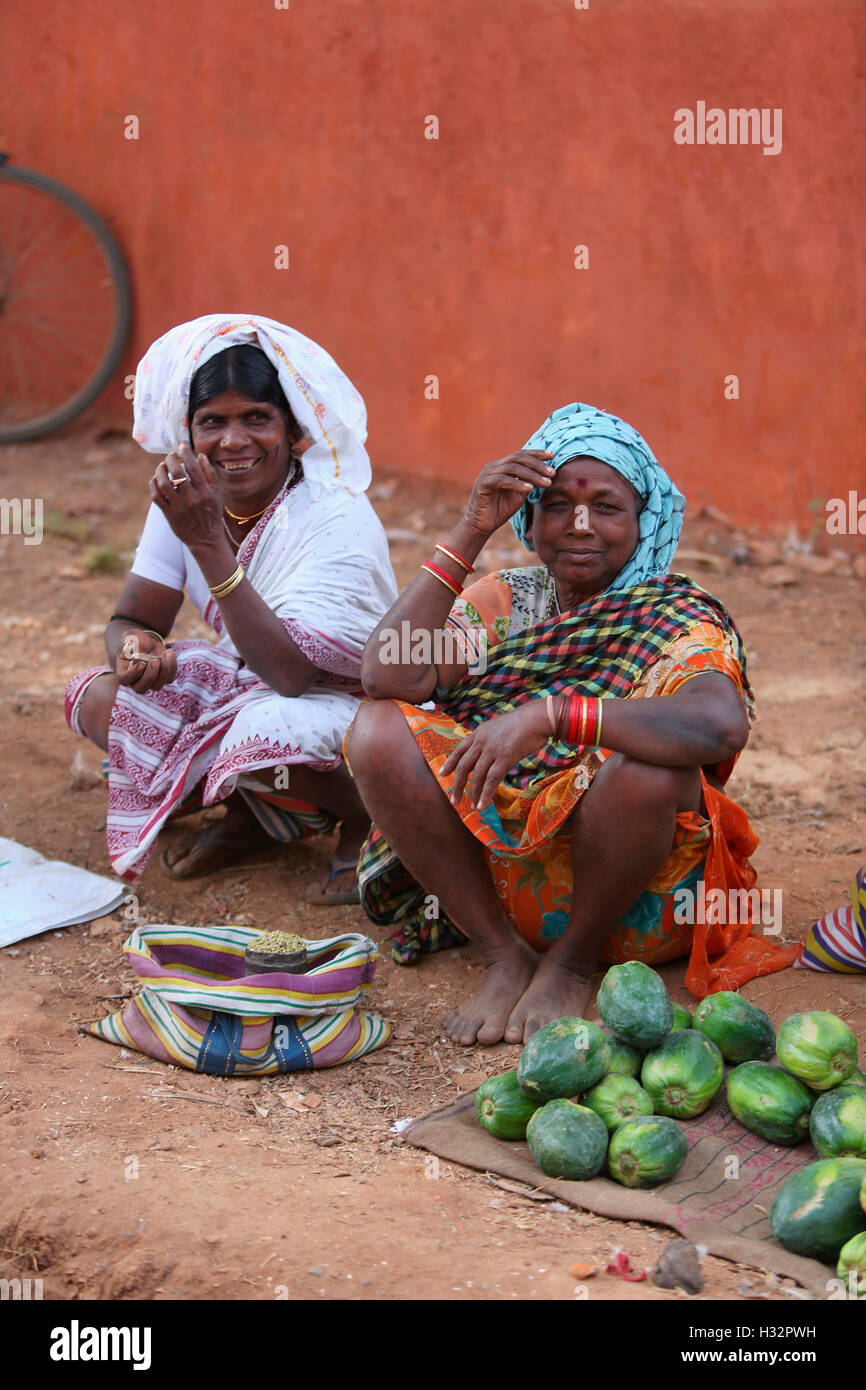 Vegetable vendor in Tribal Market, Jagdalpur, Bastar District, Chattisgadh, India Stock Photo