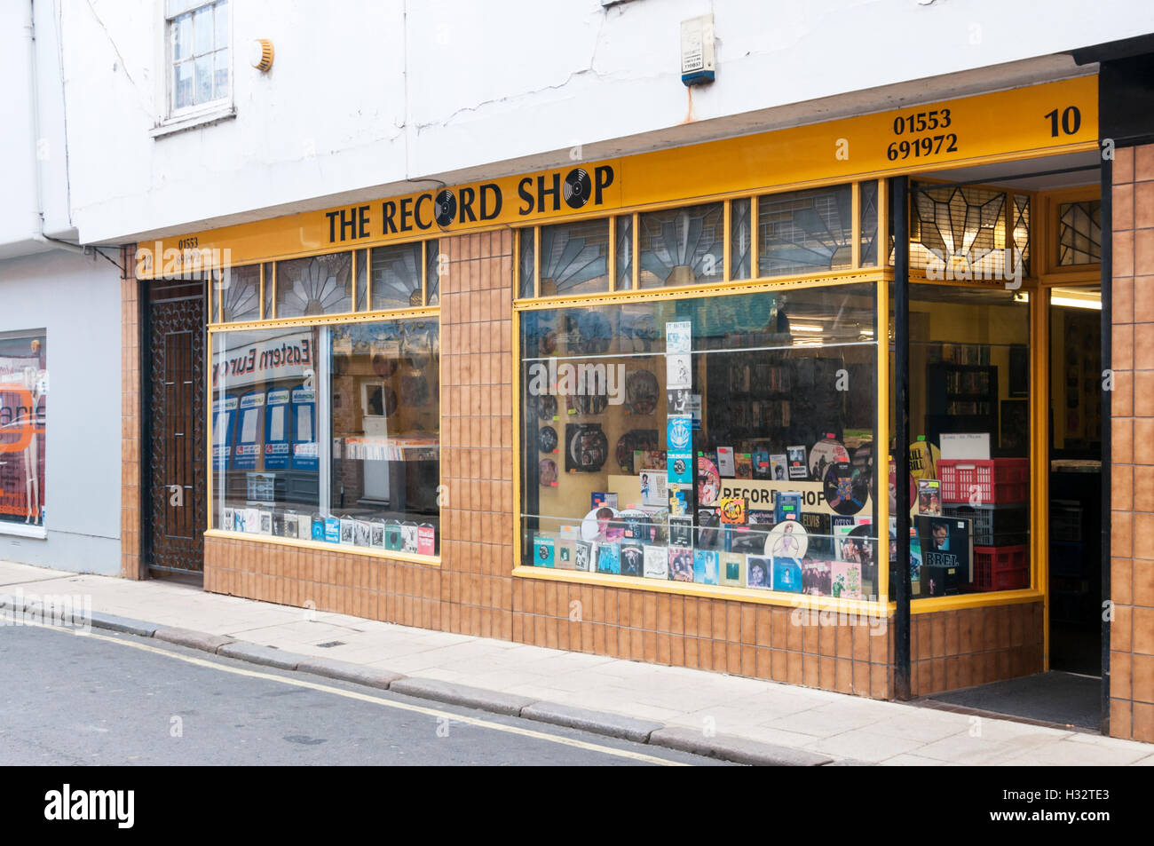 The Record Shop in St James Street, King's Lynn, Norfolk. Stock Photo