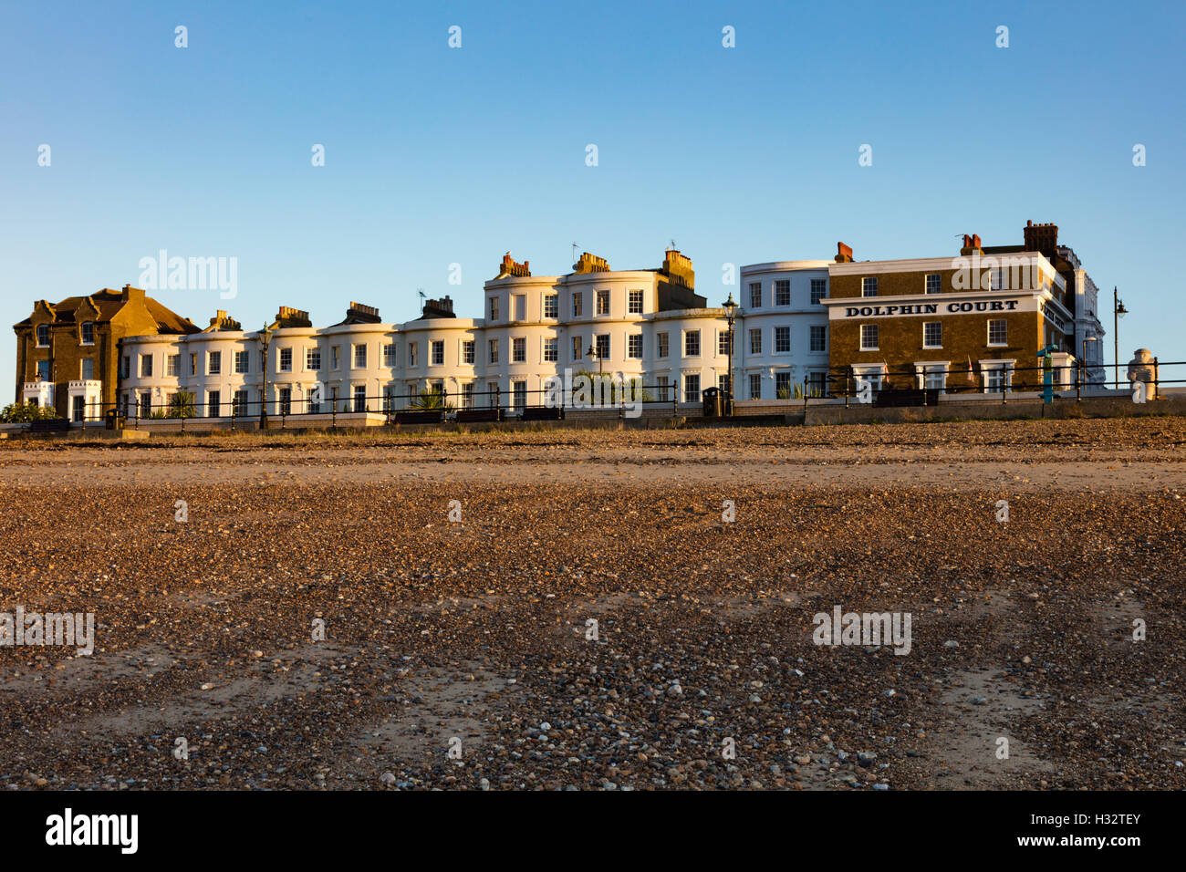 A terrace and hotel on the seafront at Herne Bay, Kent, UK