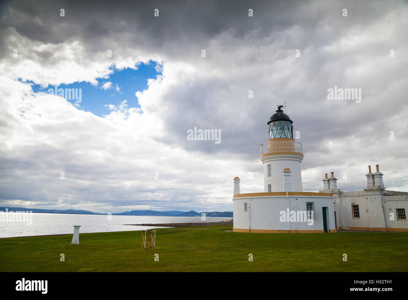 The Lighthouse at Chanonry Point on the Moray Firth, Scotland. Stock Photo