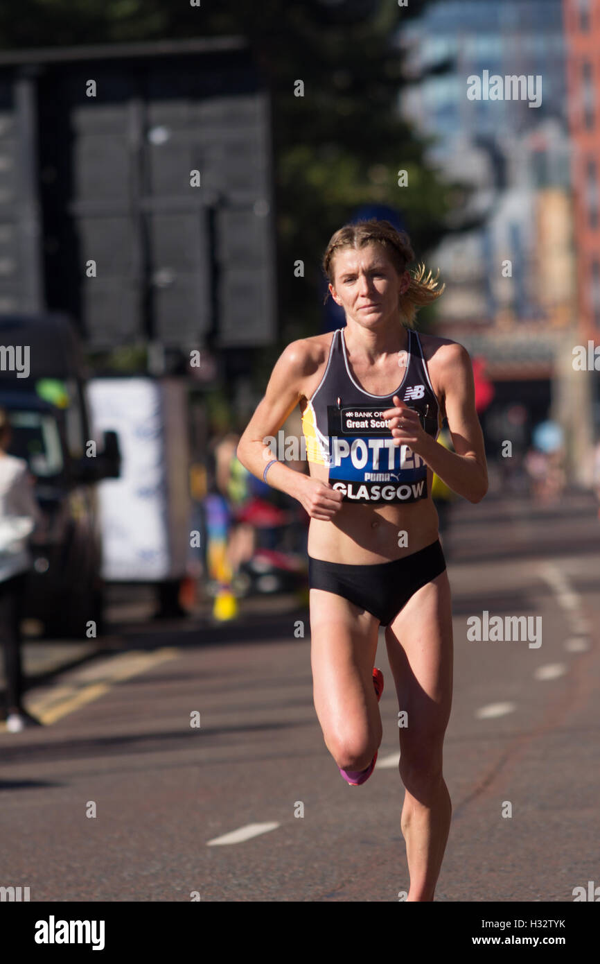 Runners on 10k and half Marathon during Great Scottish run in Glasgow city centre in Scotland. Stock Photo