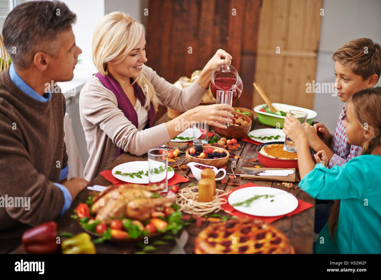 Family thanksgiving dinner Stock Photo