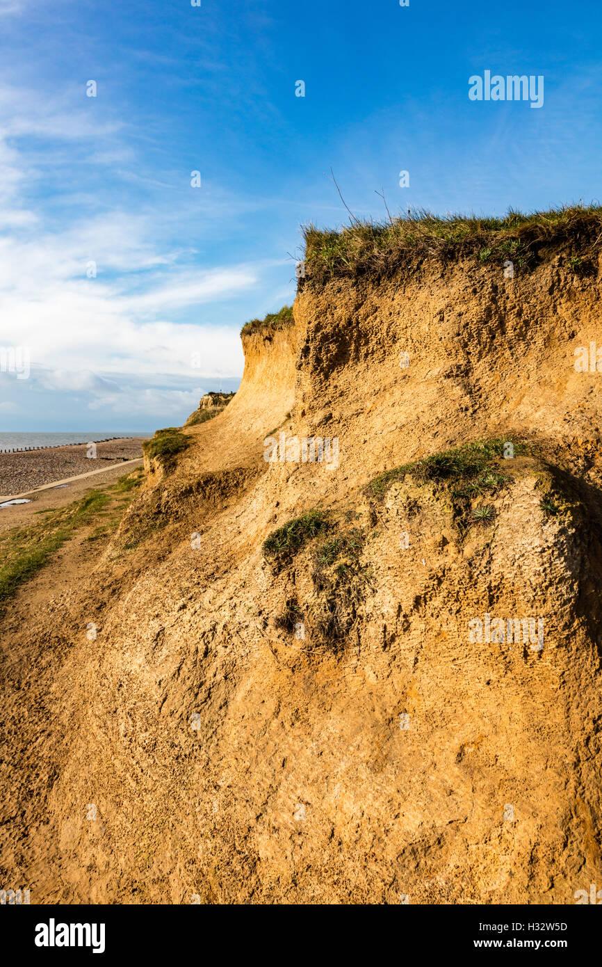 Clay cliff erosion on the seafront at Bexhill, East Sussex UK Stock ...