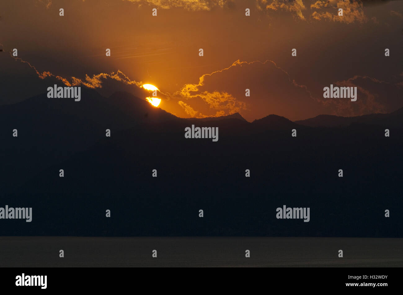 Sonnenuntergang, Abendstimmung, Gardasee Stock Photo