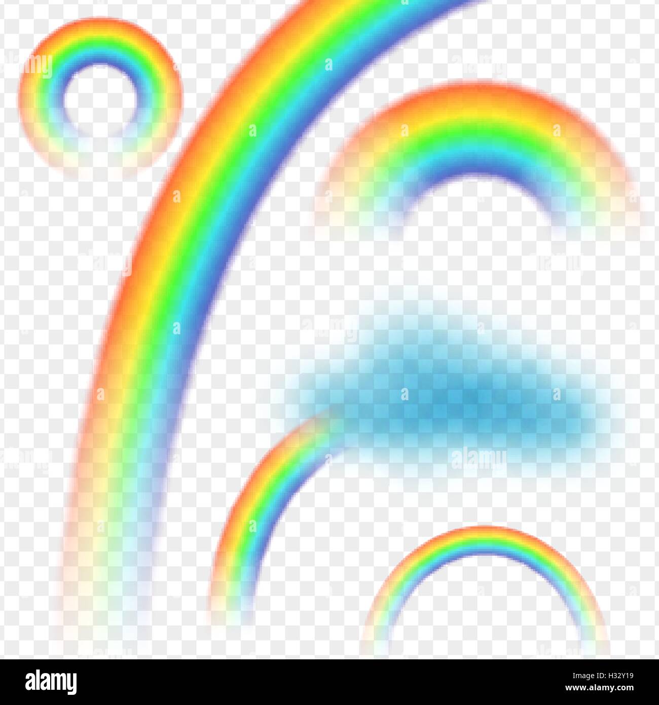 Rainbow cloud realistic set on transparent background isolated Stock ...