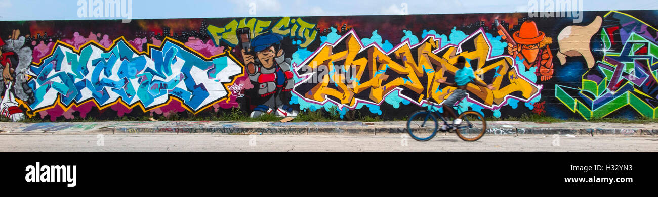 Wynwood, Miami, this area has been transformed into an art gallery by a new generation of street artists. Stock Photo