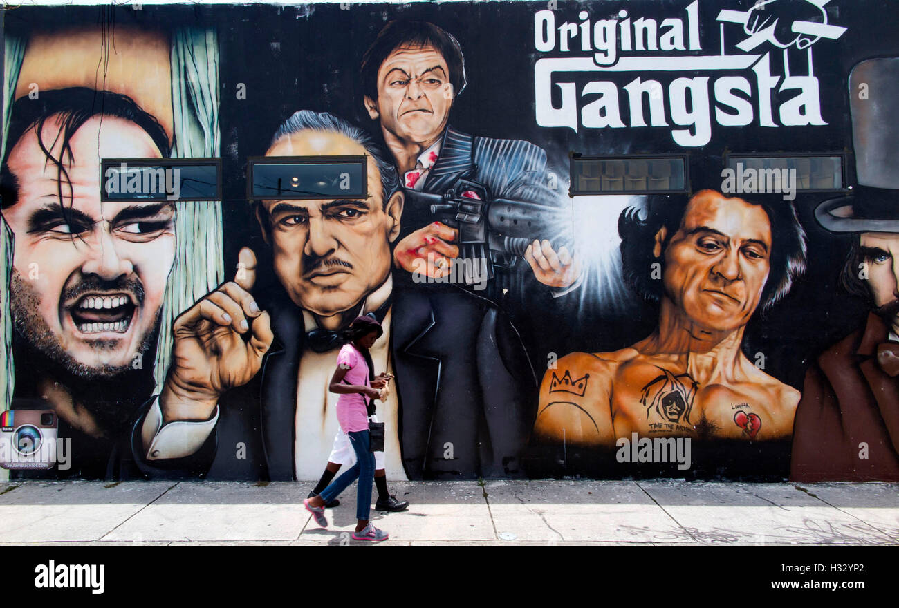 Wynwood, Miami, this area has been transformed into an art gallery by a new generation of street artists. Stock Photo