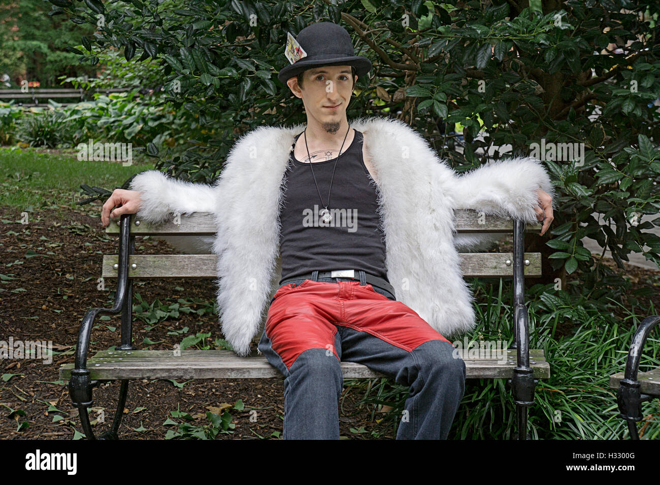 Portrait of a tarot reader, astrologer, psychic, medium at the Pagan PRide Day Festival in Greenwich Village, New York City Stock Photo