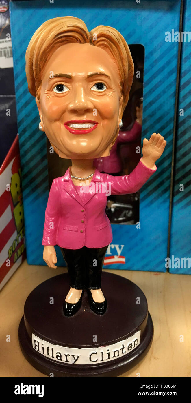 Effigy of Hillary Clinton on different items during the american presidential campaign, USA Stock Photo