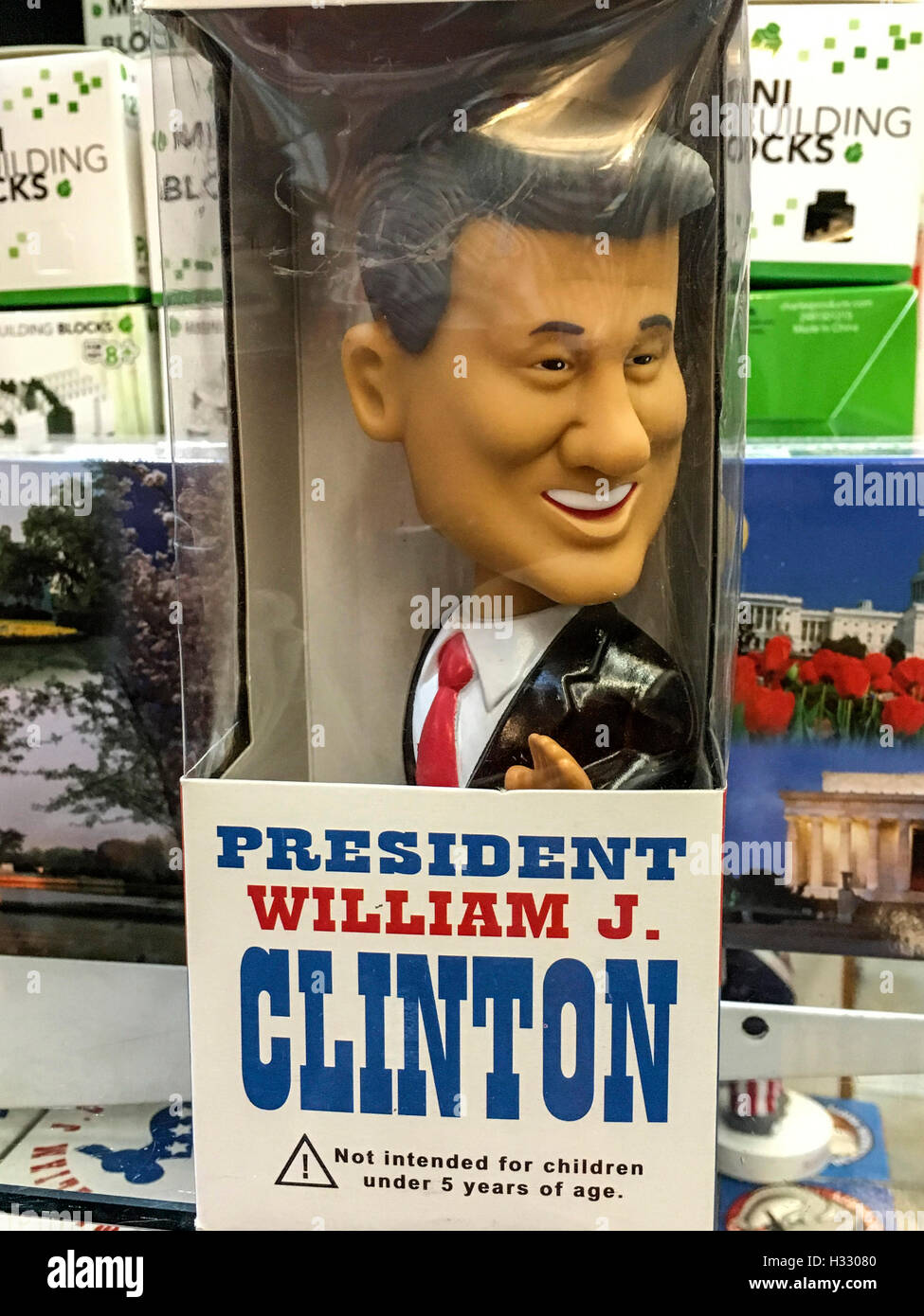 Effigy of Bill Clinton on different items during the american presidential campaign, USA Stock Photo