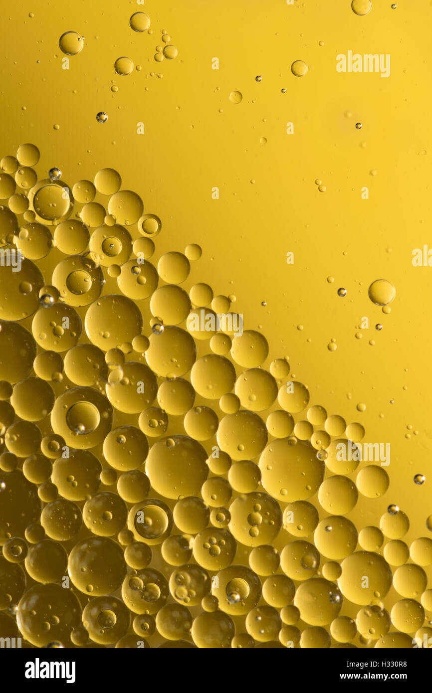 Water, air and oil mixed for a bubbly effect Stock Photo