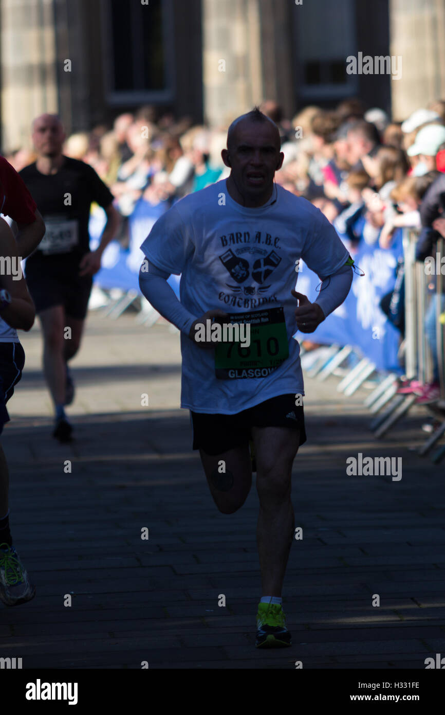 Runners on 10k and half Marathon during Great Scottish run in Glasgow
