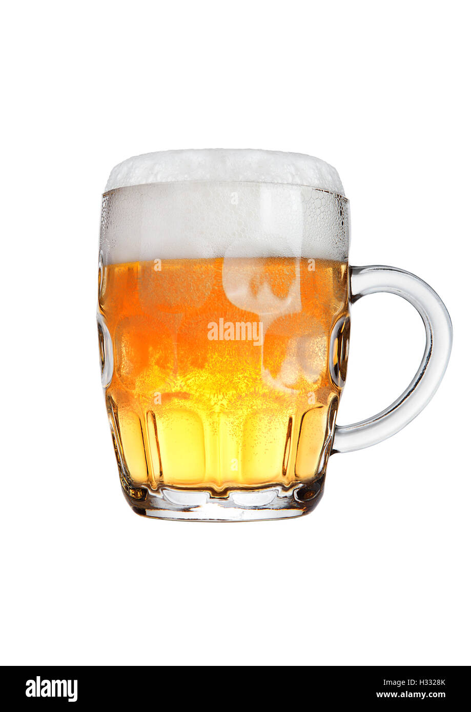 Retro glass of beer with foam isolated on white background Stock Photo